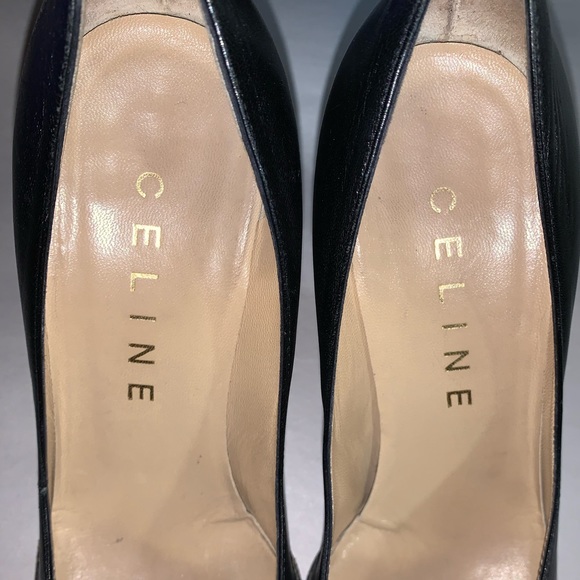 CÉLINE size 36B black calfskin leather PUMPS w/14k gold plated Macadam CHAINLINK - Picture 3 of 12